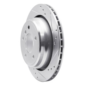 BMW 528I Brake Rotor (1) - Rear Right - R1 Concepts - Drilled & Slotted - Silver - `96-`03